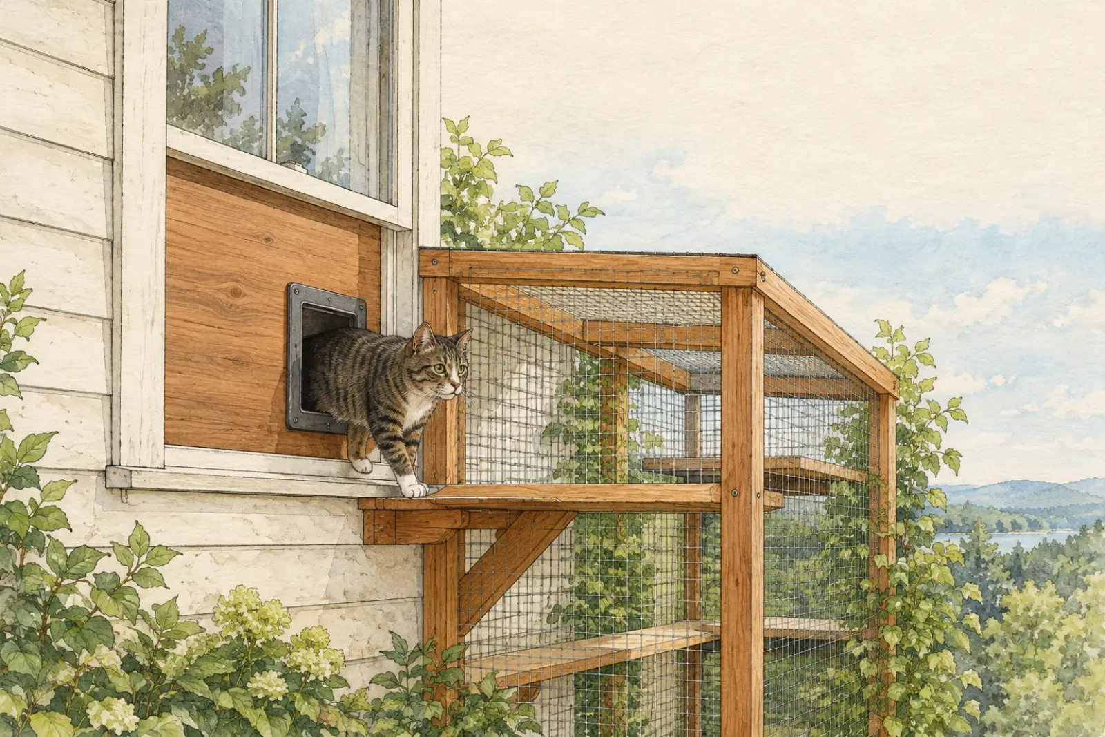 Illustration: catio access from the house