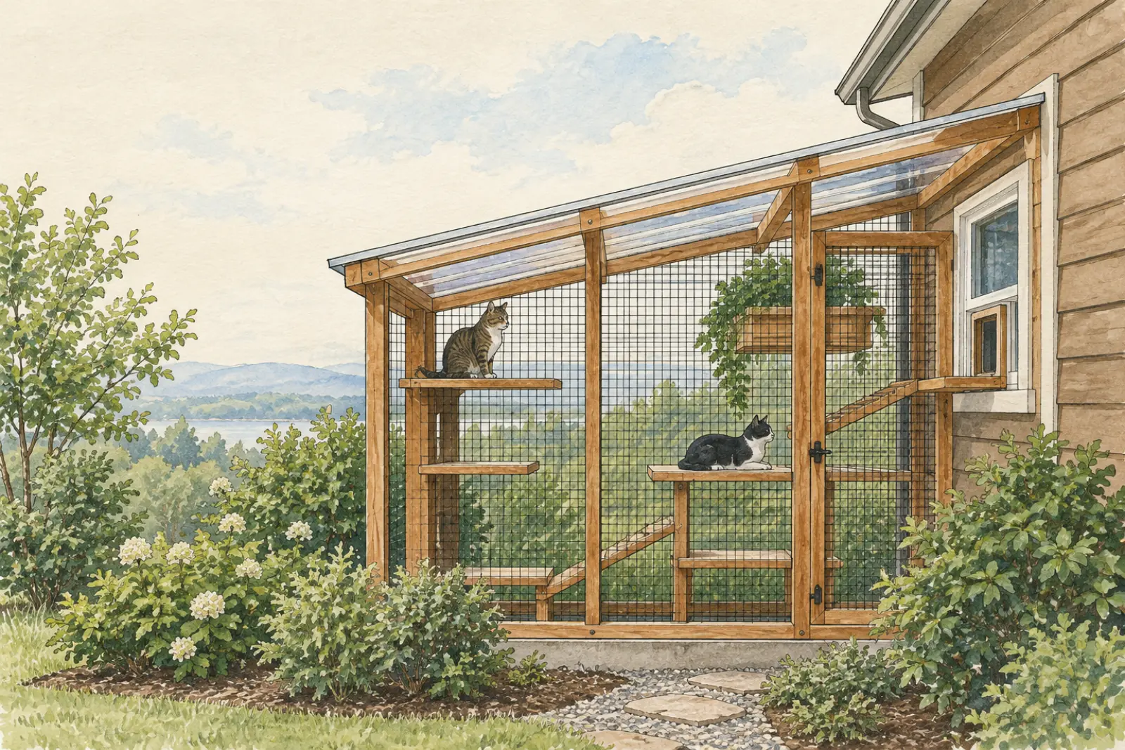 Illustration: lean-to catio